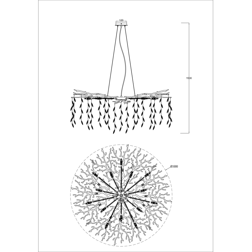 Zuma Line - Ripplühter kaabliga 14xG9/3,5W/230V, läbimõõt 100 cm, kuldne