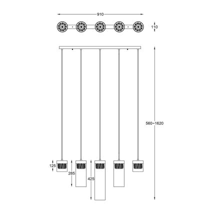 Zuma Line - Kristall-lühter GEM 5xG9/28W/230V