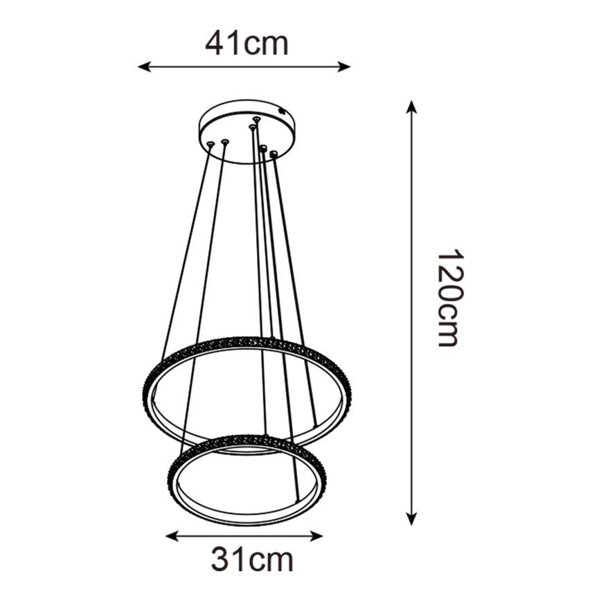 Zuma Line - LED Lühter RIDE LED/22W/230V + LED/14W d. 41 cm must