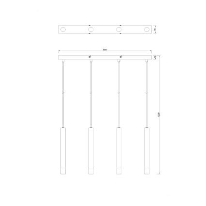 Zuma Line - Ripplühter kaabliga 4xG9/5W/230V kuldne