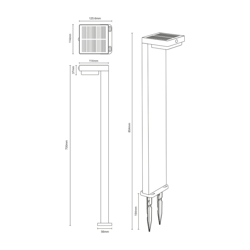 Zuma Line - LED Päikesepaneeliga valgusti koos liikumis- ja hämardusanduriga LED/4,5W/2000 mAh IP44 must