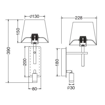 Zuma Line - LED seinalamp 1xE27/40W/230V + LED/2,5W mattkroom/valge